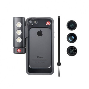 Manfrotto MKLOKLYP5S бампер для iPhone 5/5S в комплекте с объективами и LED-осветителем