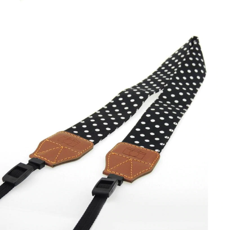 Fotokvant STR-07 ремень для фотоаппарата черный в белый горох