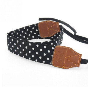 Fotokvant STR-07 ремень для фотоаппарата черный в белый горох