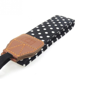 Fotokvant STR-07 ремень для фотоаппарата черный в белый горох