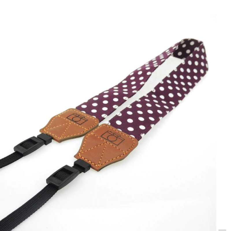 Fotokvant STR-08 ремень для фотоаппарата бордовый в белый горох