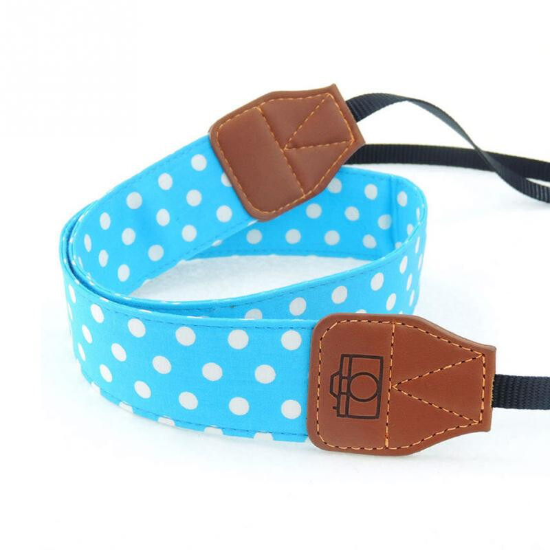 Fotokvant STR-09 ремень для фотоаппарата голубой в белый горох