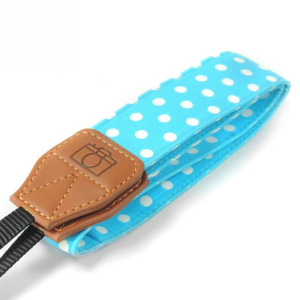 Fotokvant STR-09 ремень для фотоаппарата голубой в белый горох