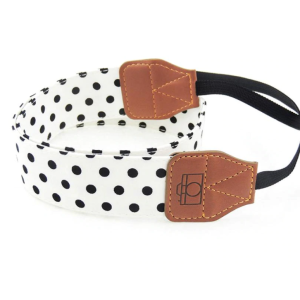 Fotokvant STR-10 ремень для фотоаппарата белый в черный горох