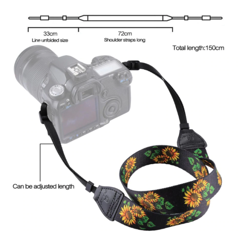 Fotokvant STR-14 ремень для фотоаппарата Подсолнухи