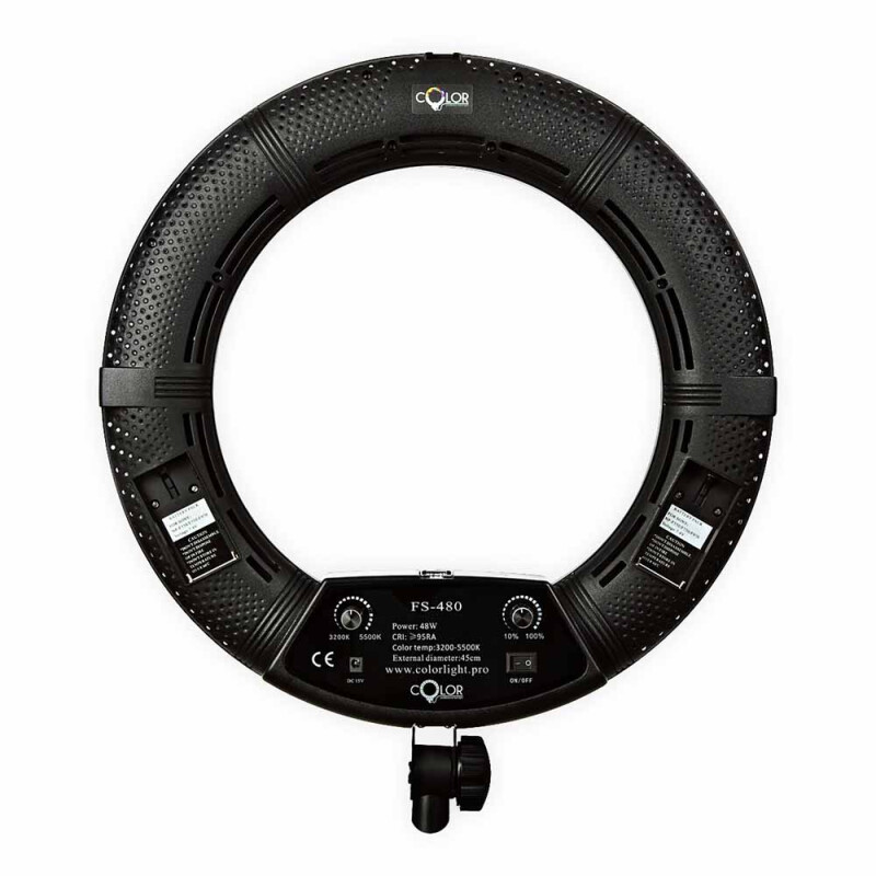 Color FS-480 KIT кольцевая светодиодная лампа цветовая температура 3200-5500К со стойкой черная