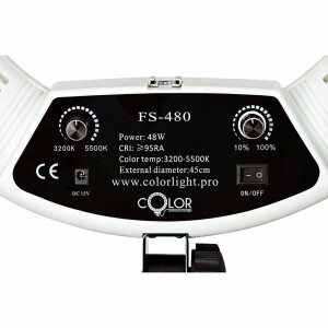 Color FS-480 KIT кольцевая светодиодная лампа цветовая температура 3200-5500К со стойкой белая