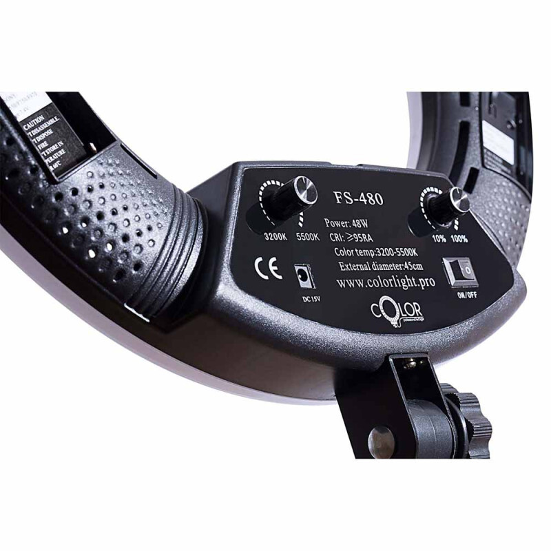 Color FS-480 кольцевая светодиодная лампа цветовая температура 3200-5500К черная