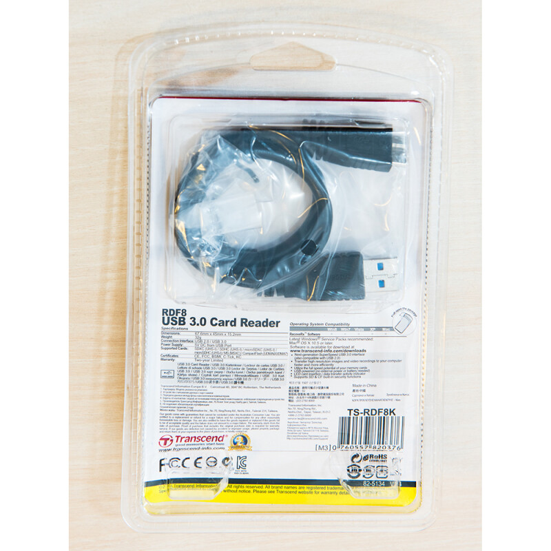 Transcend TS-RDF8K картридер скорость записи до 95 Мб/с скорость чтения до 130 Мб/c