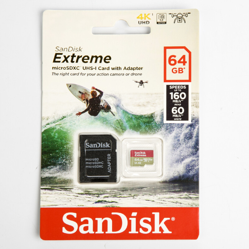 SanDisk Extreme microSDXC UHS-I U3 64GB Class10 V30 A2 160Mb/s (SDSQXA2-064G-GN6MA) карта памяти