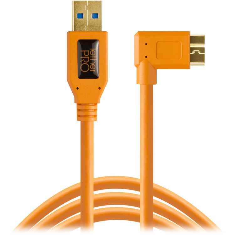 Tether Tools CU61RT15-ORG TetherPro USB 3.0 to Micro-B Right Angle 4.6 м Orange кабель Tether Tools CU61RT15-ORG TetherPro USB 3.0 to Micro-B Right Angle 4.6 м Orange кабель