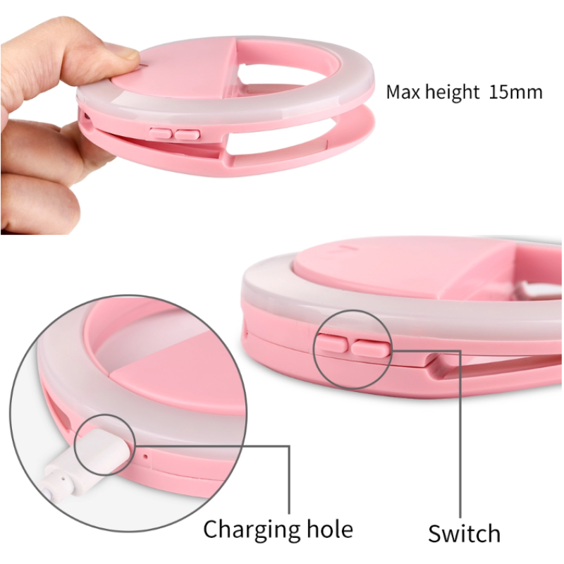 Fotokvant LED-8A RING Pink светодиодное селфи-кольцо с аккумулятором диаметр 80 мм розовый