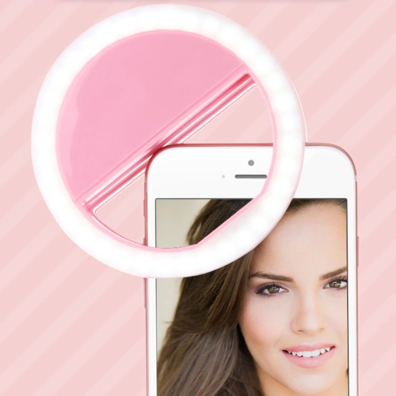 Fotokvant LED-15 RING PINK селфи-кольцо с аккумулятором диаметр 150 мм розовый
