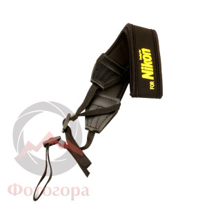 Fotokvant STR-37 черный неопреновый ремень для фотоаппарата Nikon с желтым шрифтом