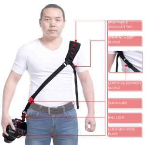 Lynca AK-47II ремень черный с площадкой для фотоаппарата