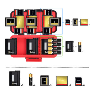 Lensgo D950 Red кейс для карт памяти и аккумуляторов красный