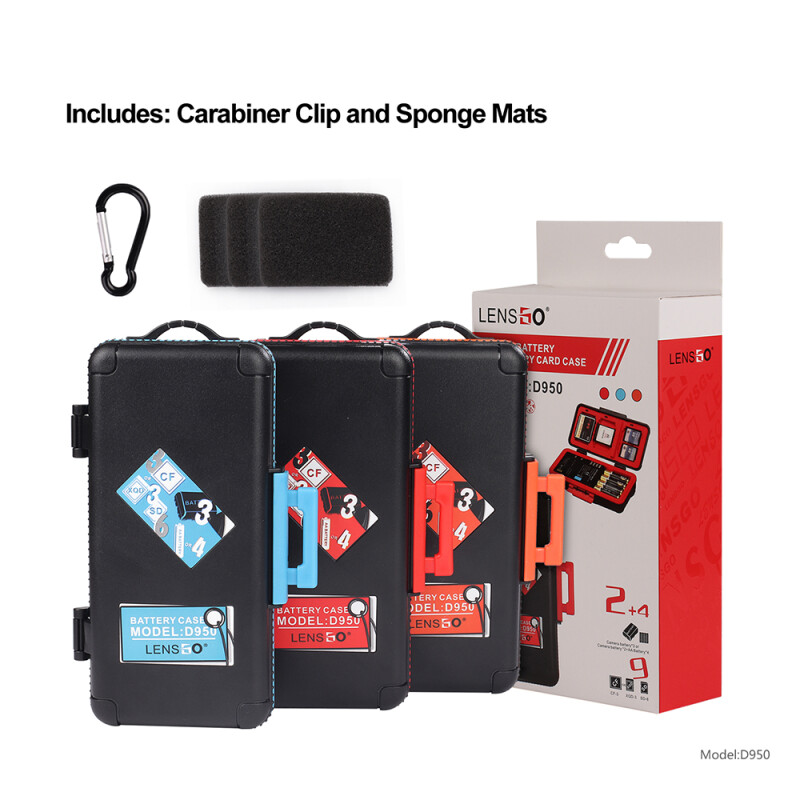 Lensgo D950 Red кейс для карт памяти и аккумуляторов красный