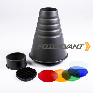 Fotokvant SNOOT-23-BW узкоугольная насадка с сотами и цветными фильтрами адаптер Bowens