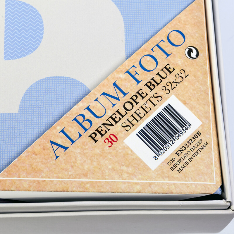 ZEP EN323230B Penelope Blue фотоальбом в коробке детский 60 белых страниц 32x32 голубой