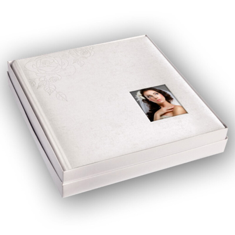 ZEP ML323250 Melania фотоальбом в коробке свадьба 100 белых страниц 32x32 белый с тиснением-розой