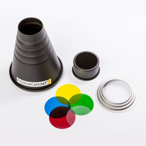 Fotokvant SNOOT-22-HE узкоугольная насадка с сотами и цветными фильтрами и адаптером Hensel