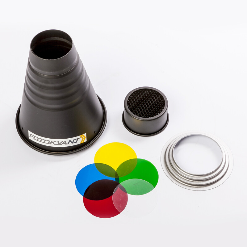 Fotokvant SNOOT-22-HE узкоугольная насадка с сотами и цветными фильтрами и адаптером Hensel