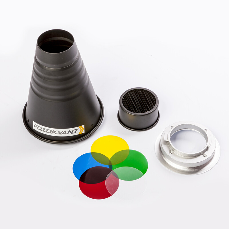 Fotokvant SNOOT-22-BR узкоугольная насадка с сотами и цветными фильтрами и адаптером Broncolor