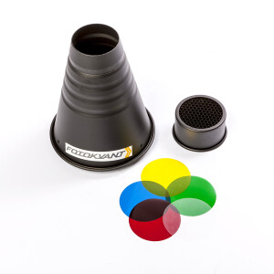 Fotokvant SNOOT-22-BR узкоугольная насадка с сотами и цветными фильтрами и адаптером Broncolor