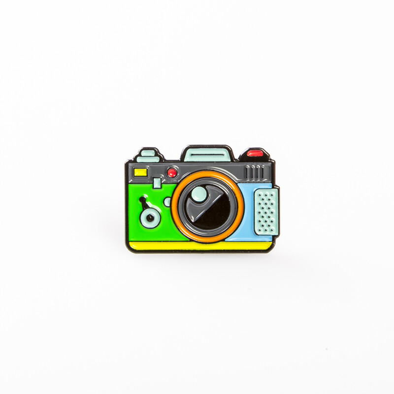 Fotokvant PRM-004 значок фотоаппарат зеленый и голубой