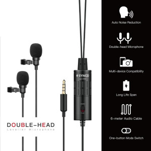 Synco Lav-S6D двойной петличный микрофон для DSLR или смартфонов