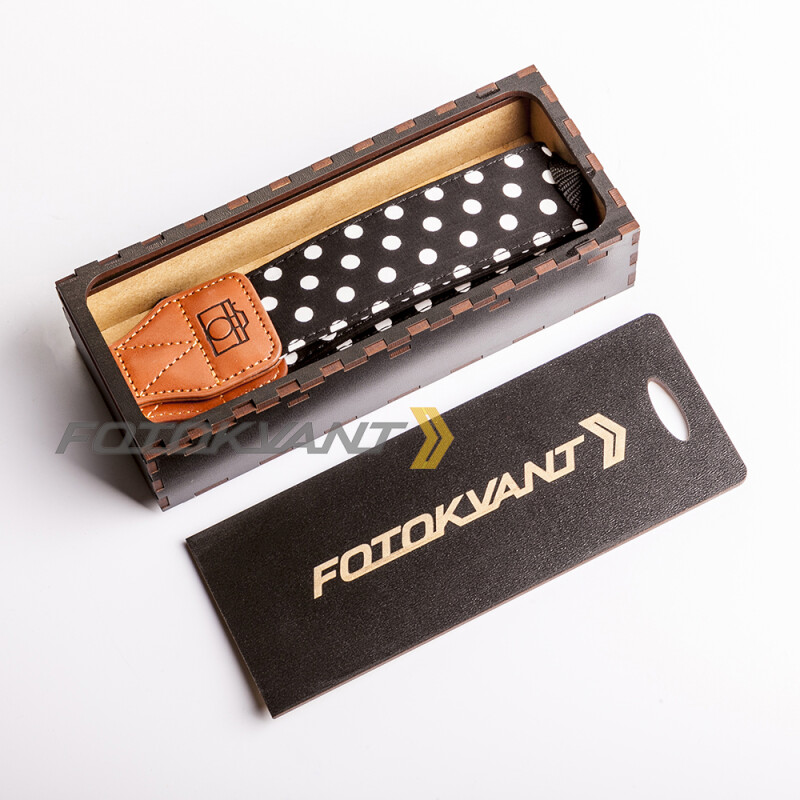 Fotokvant STO-07 ремень для фотоаппарата в подарочной деревянной коробочке