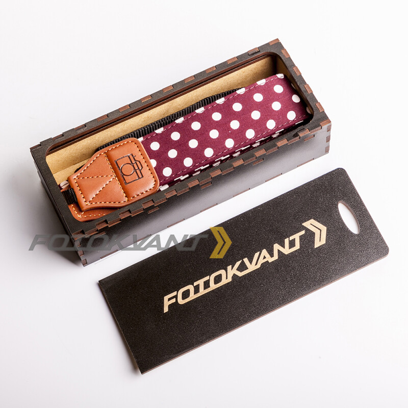 Fotokvant STO-08 ремень для фотоаппарата в подарочной деревянной коробочке