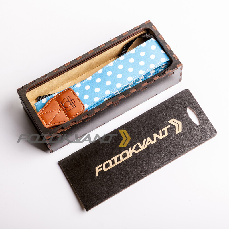 Fotokvant STO-09 ремень для фотоаппарата в подарочной деревянной коробочке