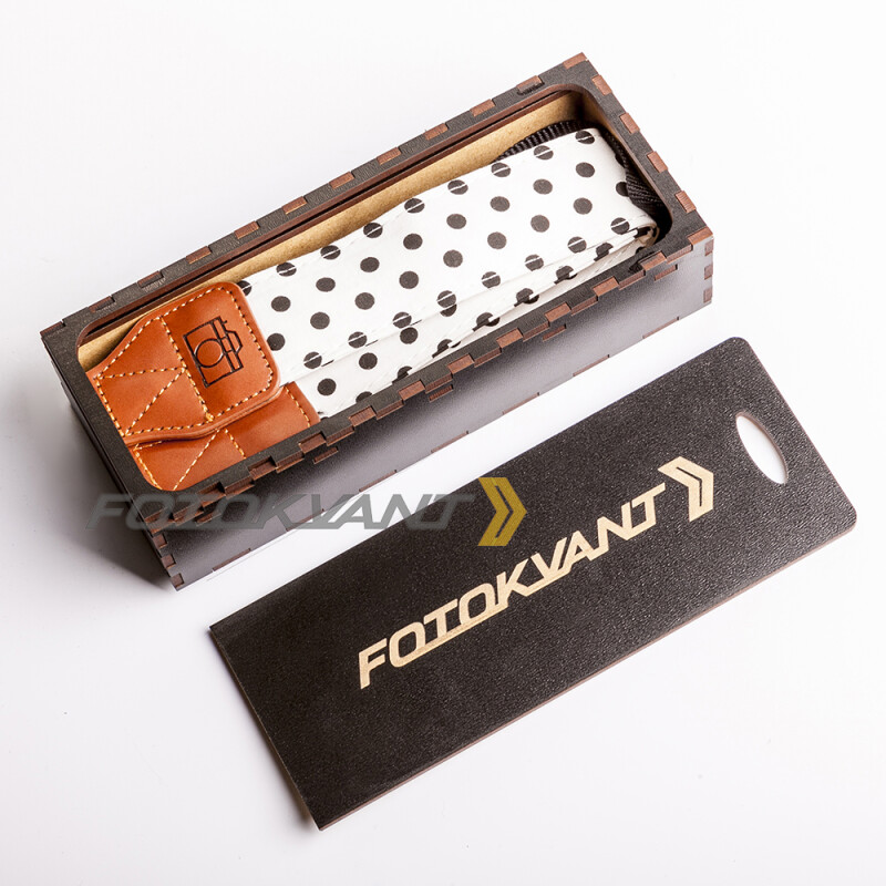 Fotokvant STO-10 ремень для фотоаппарата в подарочной деревянной коробочке