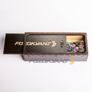 Fotokvant STO-13 ремень для фотоаппарата в подарочной деревянной коробочке