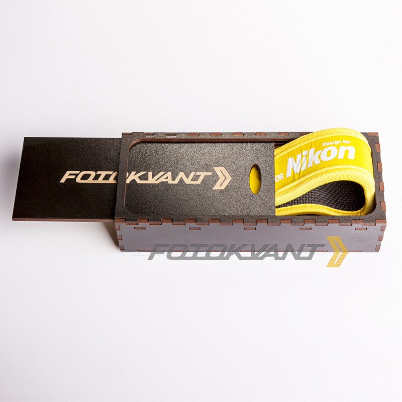 Fotokvant STO-19 ремень для фотоаппарата в подарочной деревянной коробочке