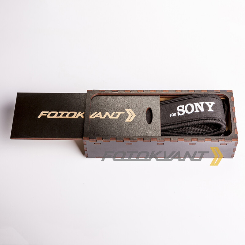 Fotokvant STO-20 ремень для фотоаппарата в подарочной деревянной коробочке