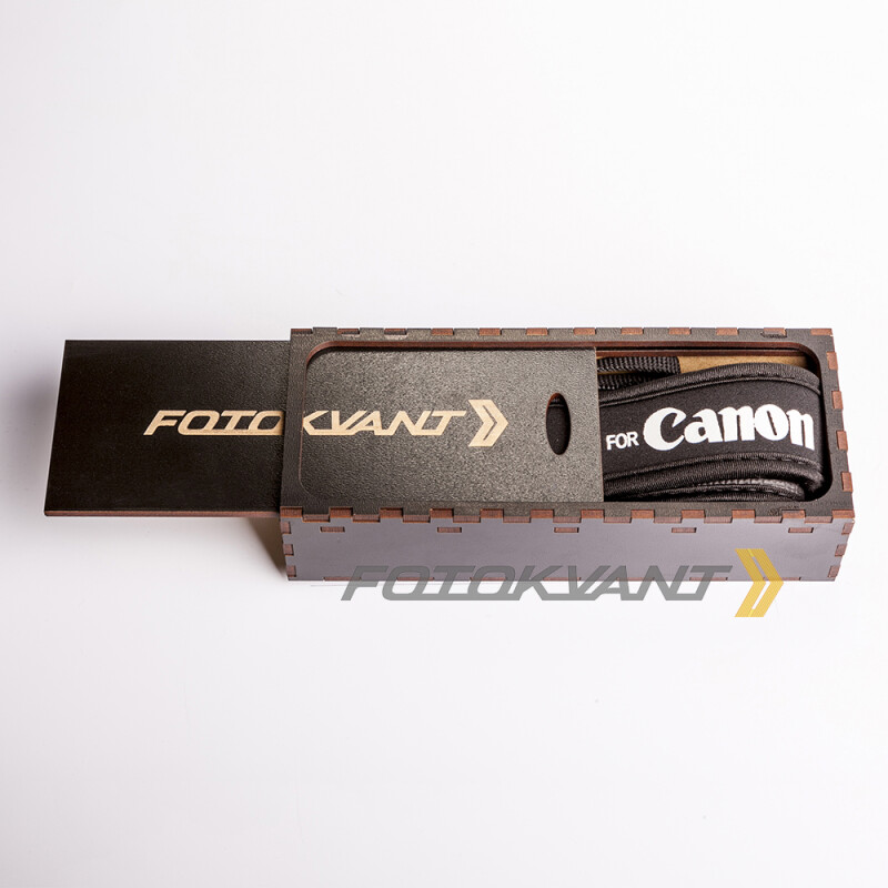 Fotokvant STO-21 ремень для фотоаппарата в подарочной деревянной коробочке