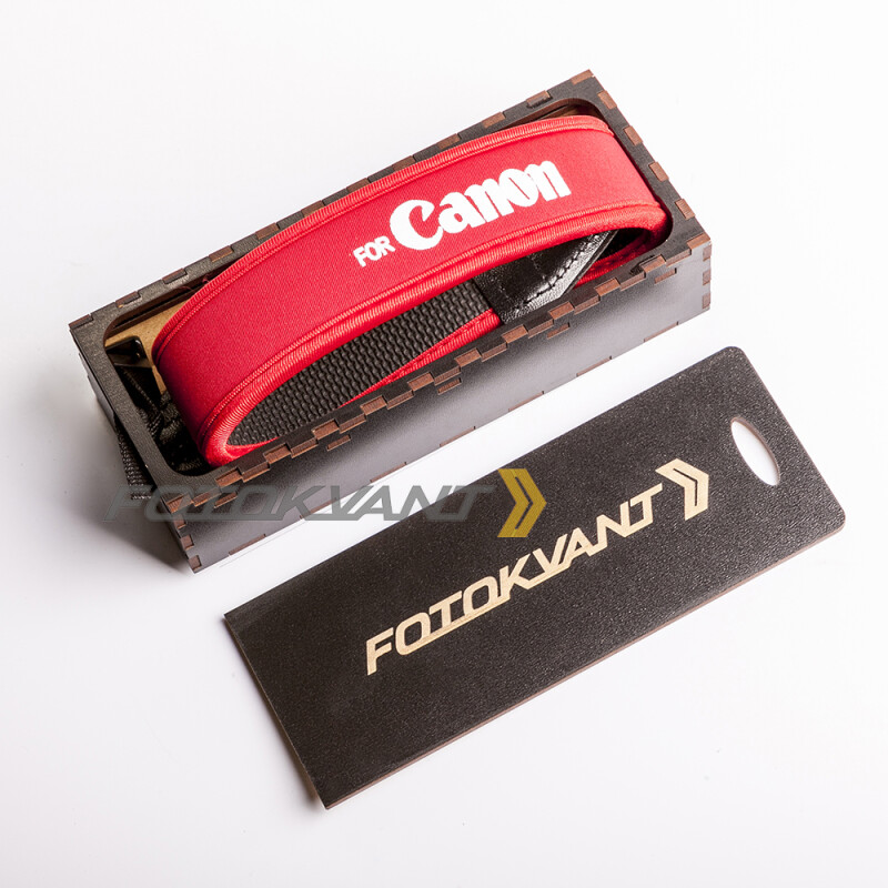 Fotokvant STO-22 ремень для фотоаппарата в подарочной деревянной коробочке