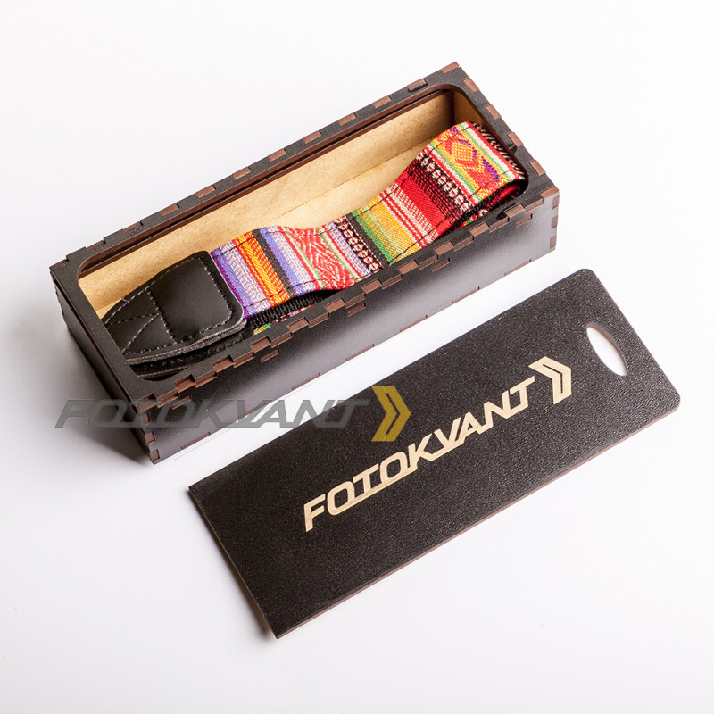 Fotokvant STO-27 ремень для фотоаппарата в подарочной деревянной коробочке