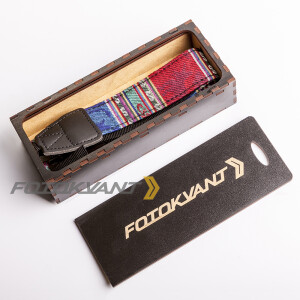 Fotokvant STO-28 ремень для фотоаппарата в подарочной деревянной коробочке