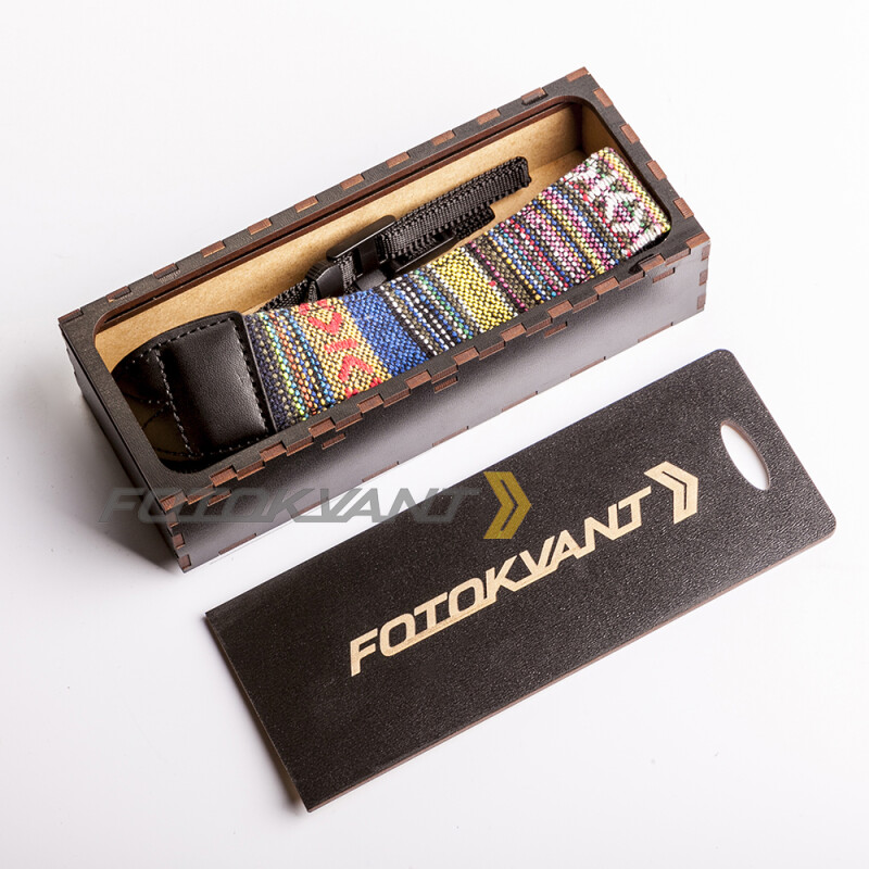 Fotokvant STO-30 ремень для фотоаппарата в подарочной деревянной коробочке