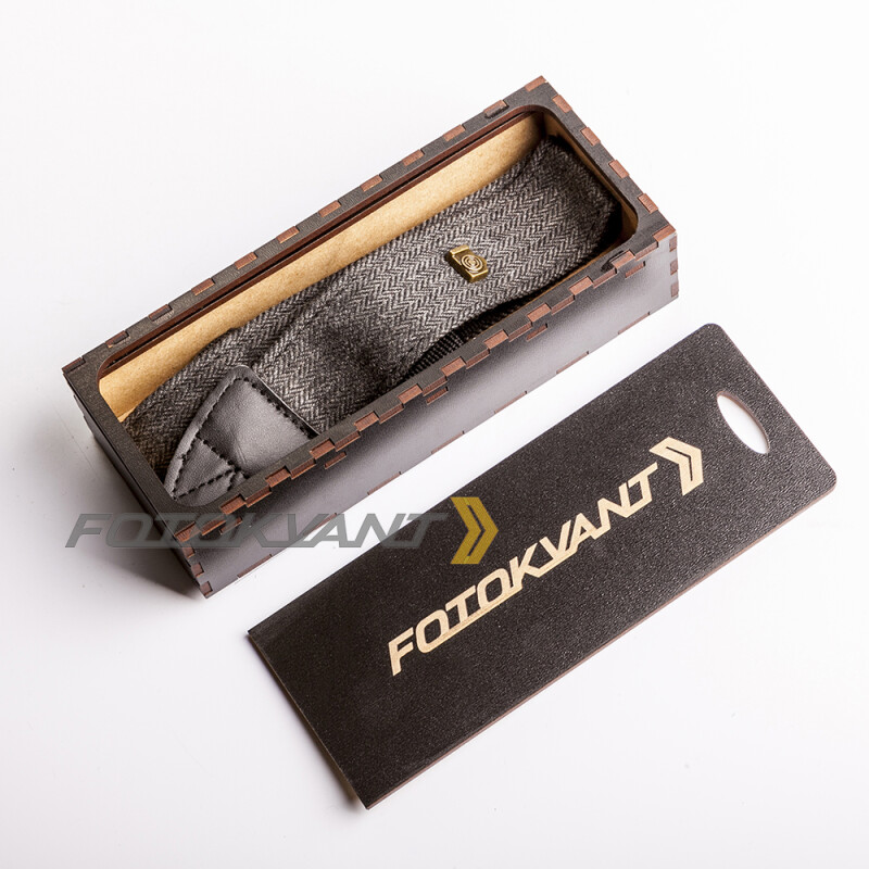 Fotokvant STO-33 ремень для фотоаппарата в подарочной деревянной коробочке