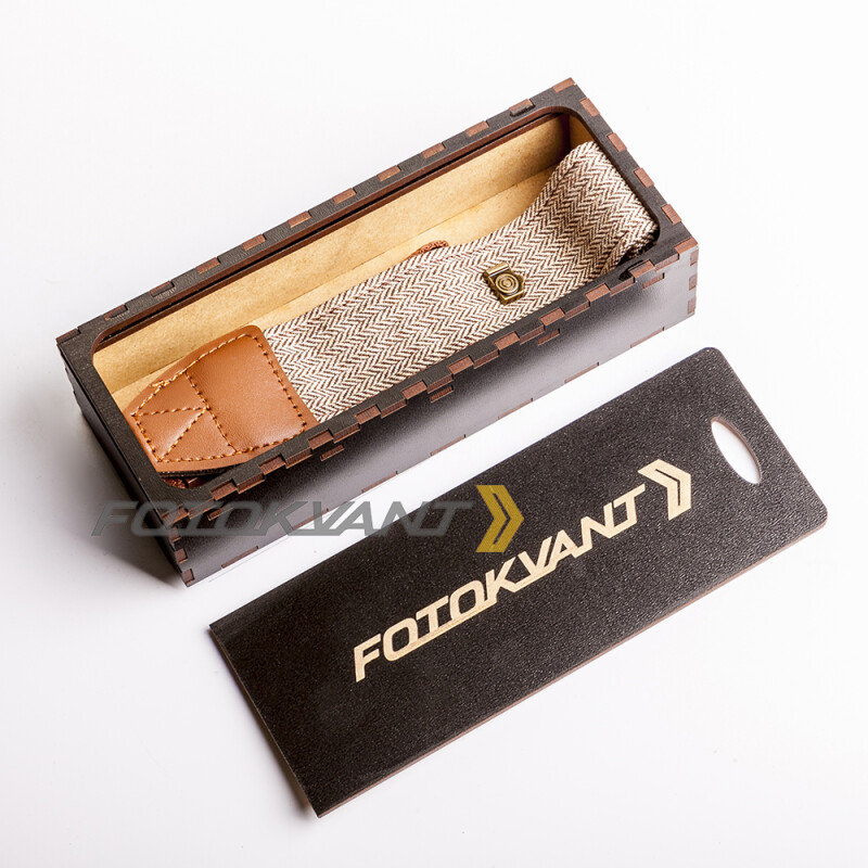 Fotokvant STO-36 ремень для фотоаппарата в подарочной деревянной коробочке