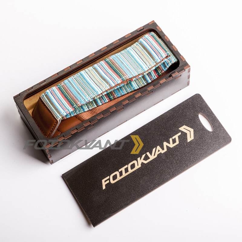 Fotokvant STO-38 ремень для фотоаппарата в подарочной деревянной коробочке