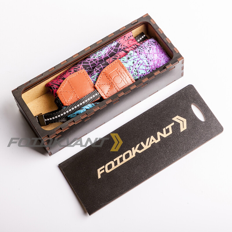 Fotokvant STO-47 ремень для фотоаппарата в подарочной деревянной коробочке