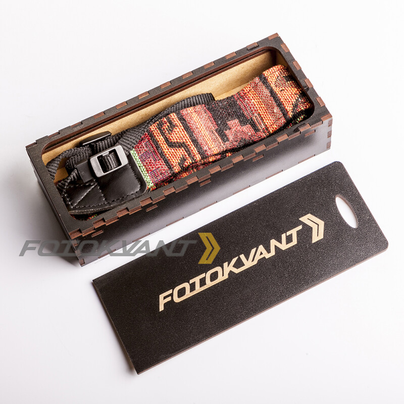 Fotokvant STO-48 ремень для фотоаппарата в подарочной деревянной коробочке