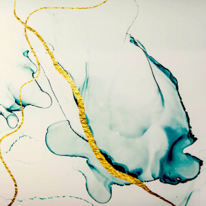 LAXY №38 фон пластиковый абстракция в золотых и зеленых тонах