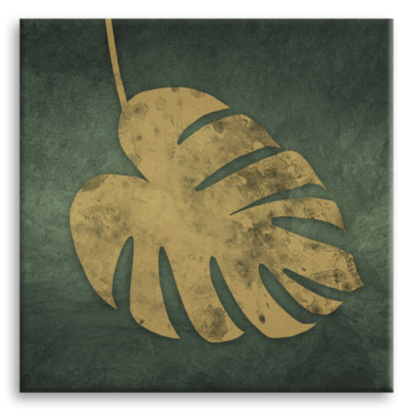 Styler CA-11903 репродукция Золотая монстера на холсте с эффектом серебра 65X65см