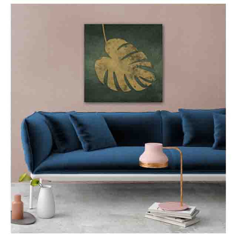 Styler CA-11903 репродукция Золотая монстера на холсте с эффектом серебра 65X65см